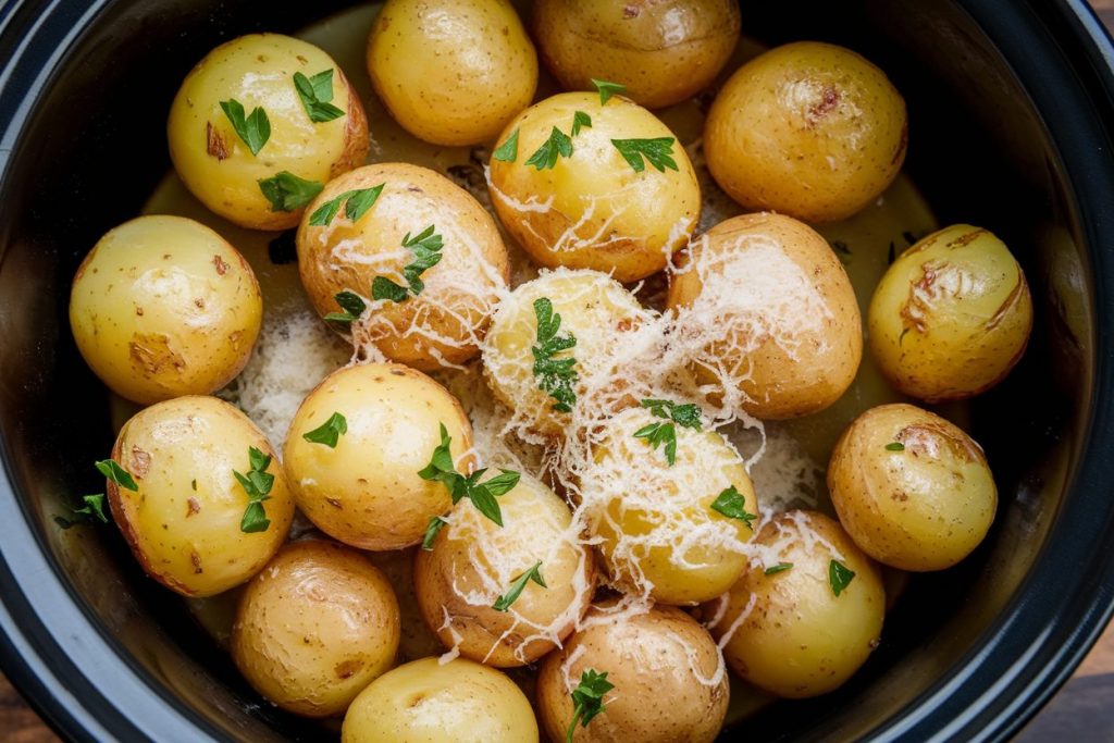 Crockpot Garlic Parmesan Potatoes