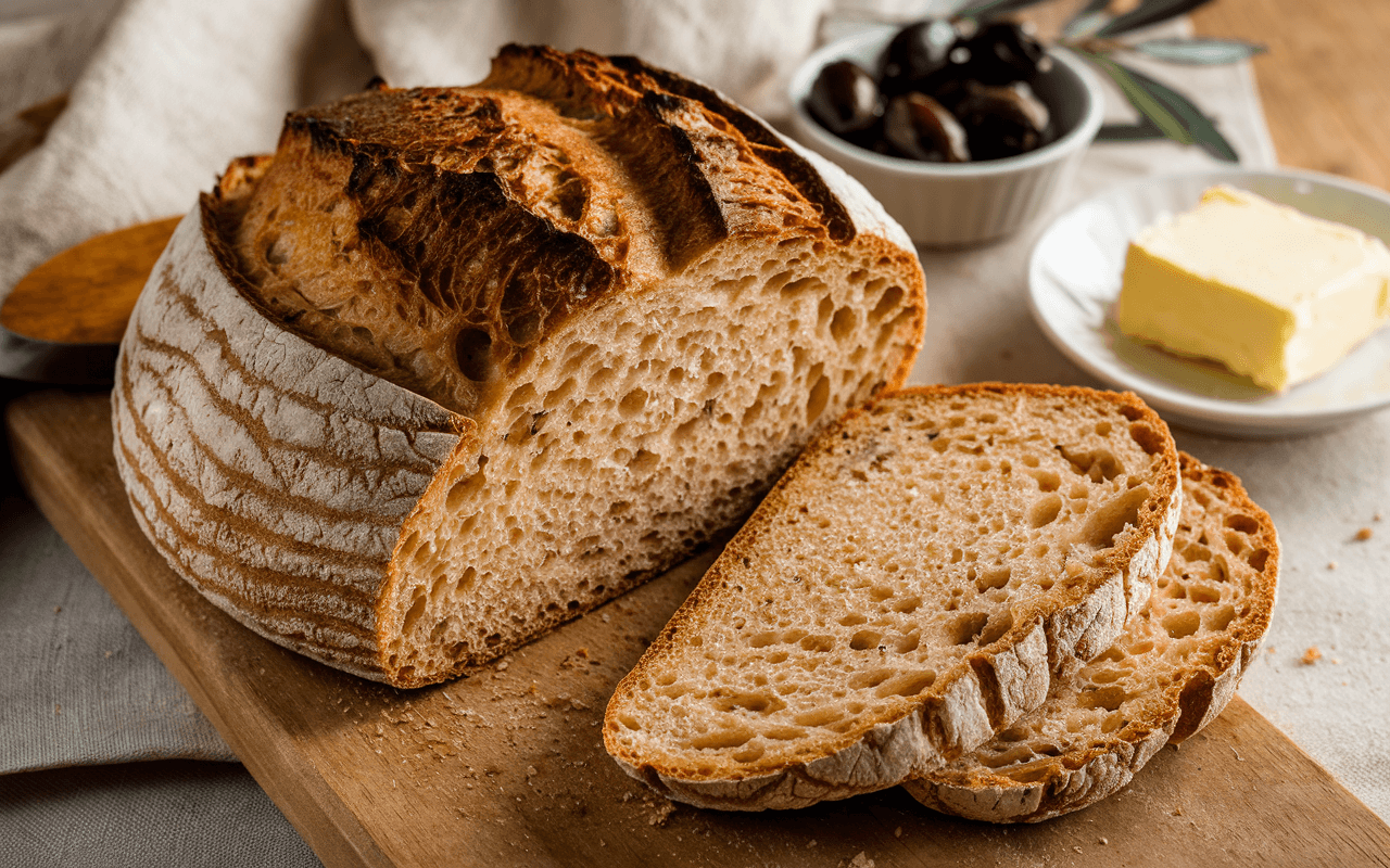 no-knead bread using wheat flour