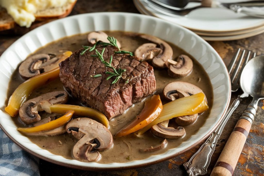 Crockpot Cube Steak with Mushrooms