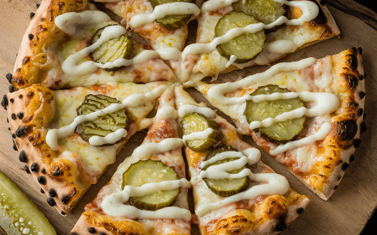 pizza with pickle pie and cheese