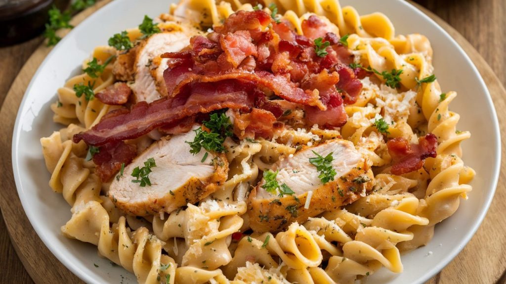 Garlic Parmesan Chicken Pasta with Bacon