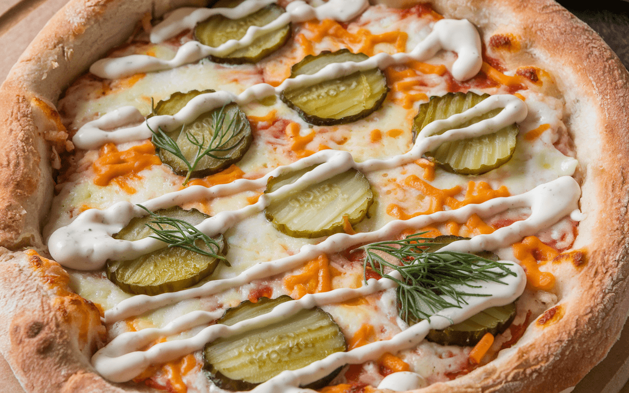 pickle pie pizza with cheese