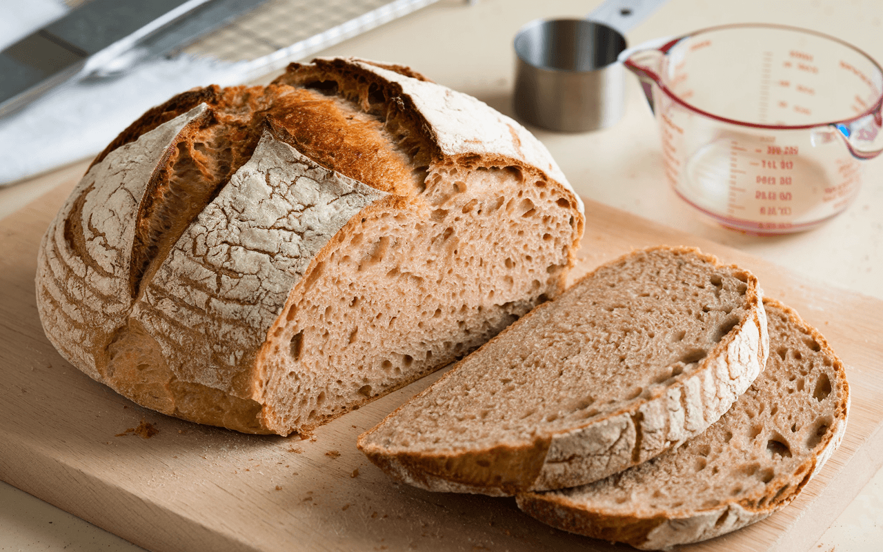 no-knead bread on table