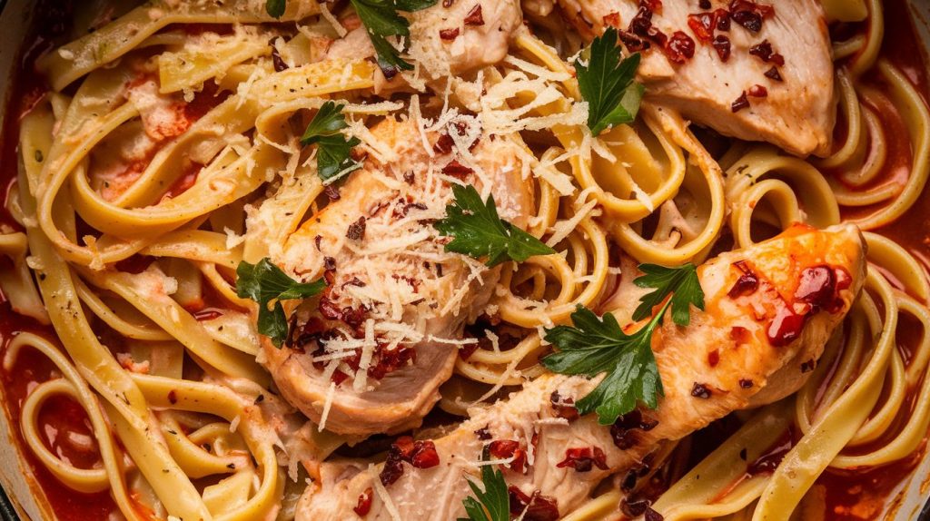 Spicy Garlic Parmesan Chicken Pasta