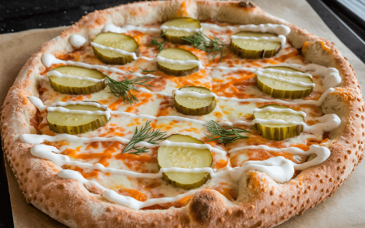 pickle pie pizza with cheese