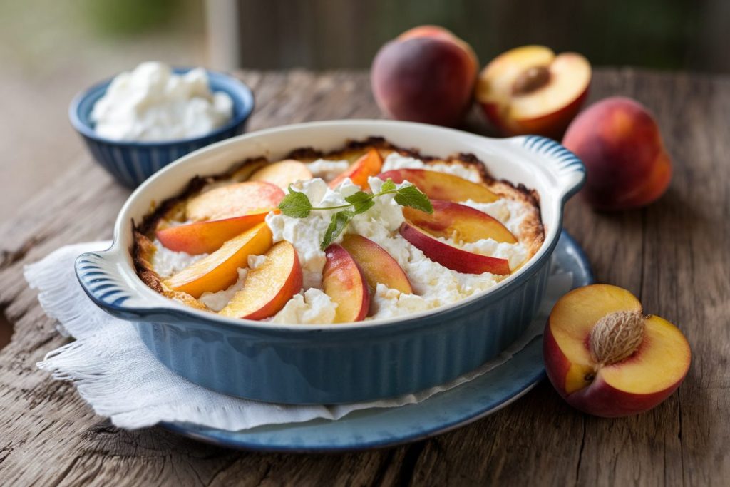 Baked Cottage Cheese and Peaches