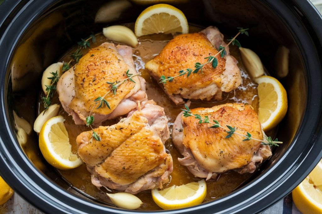 slow cooker lemon garlic chicken​