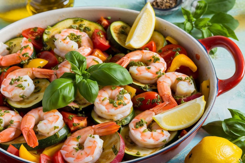 Mediterranean Shrimp and Vegetable Bake