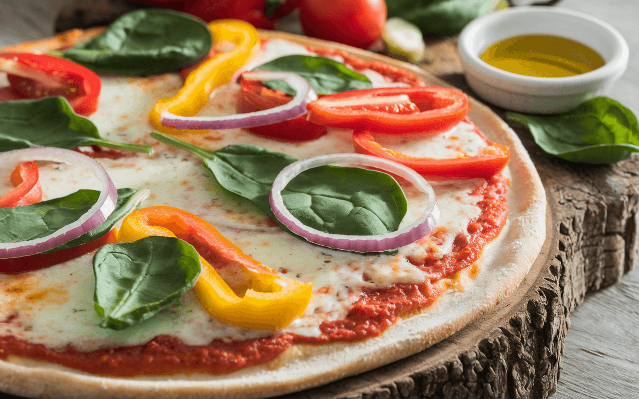 pizza with tomato and onion