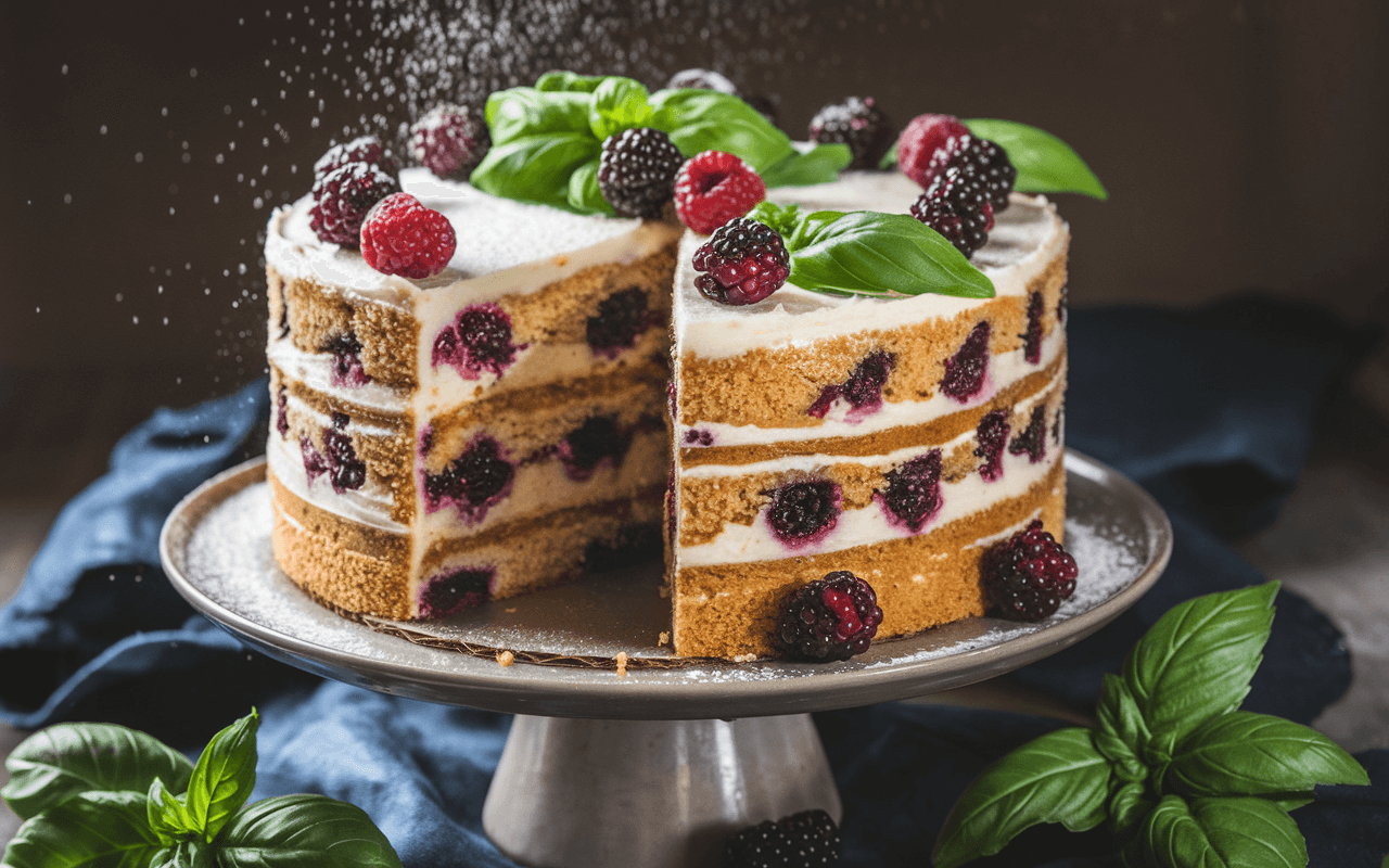 Blackberry Basil Cake