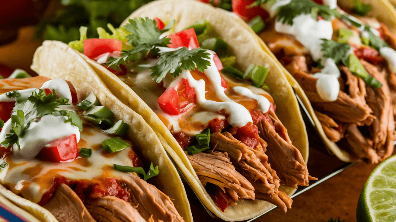 Shredded Chicken Enchilada Tacos