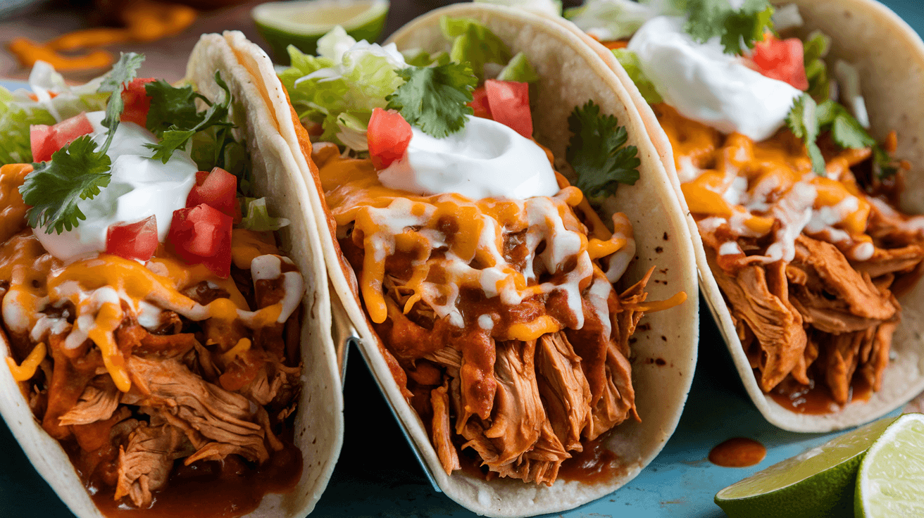 Shredded Chicken Enchilada Tacos