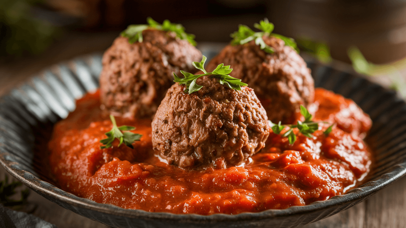 Venison Meatballs with tomatos