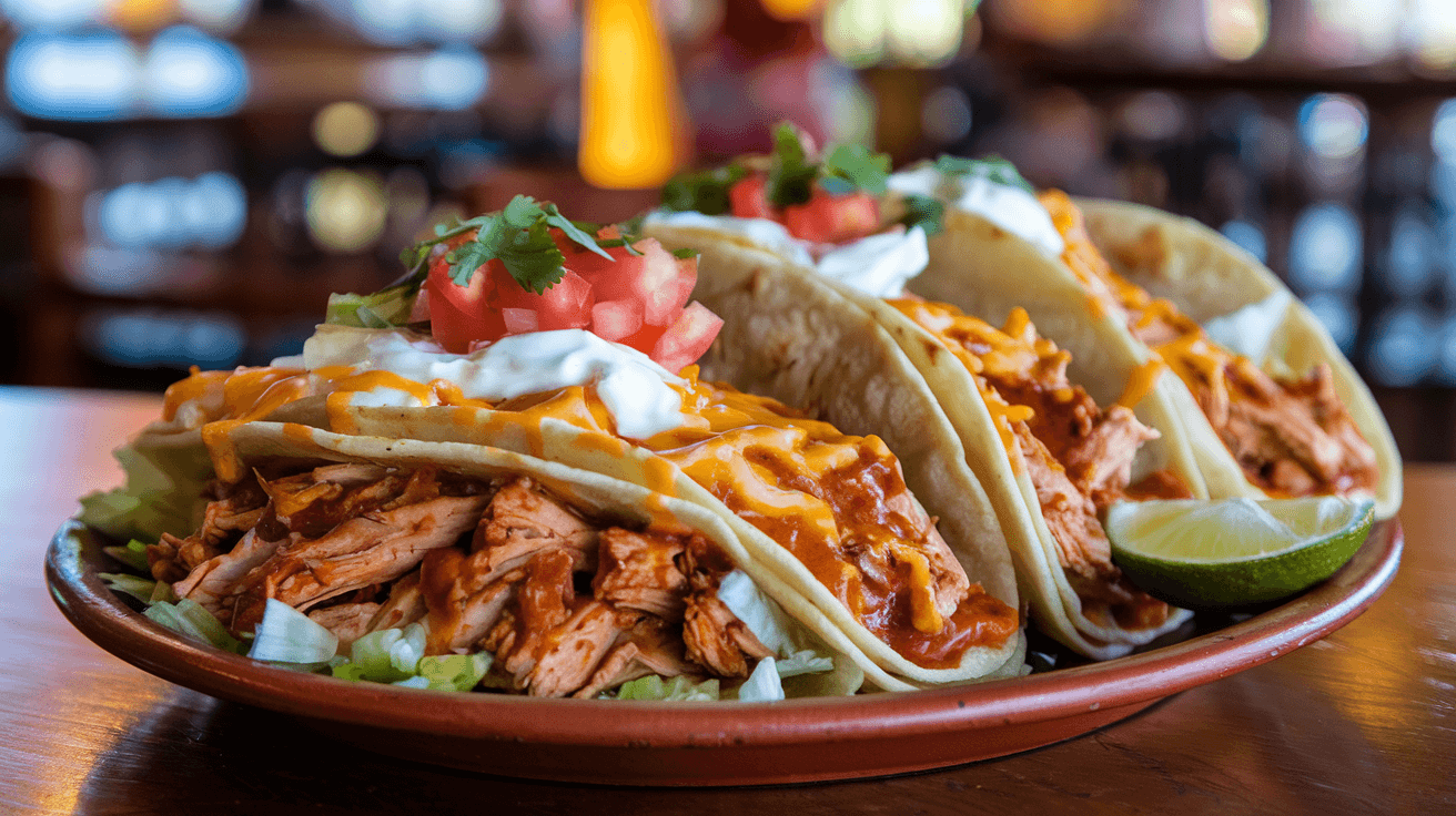 Shredded Chicken Enchilada Tacos