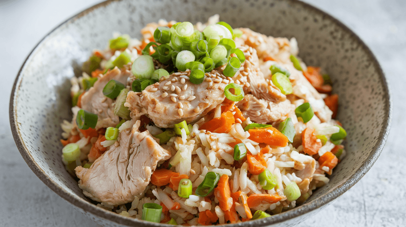 Chicken Cauliflower Fried Rice in bowl