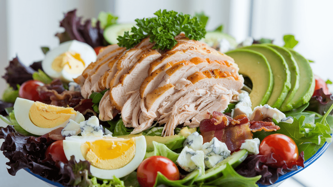 California Cobb Salad with eggs slice and avocado