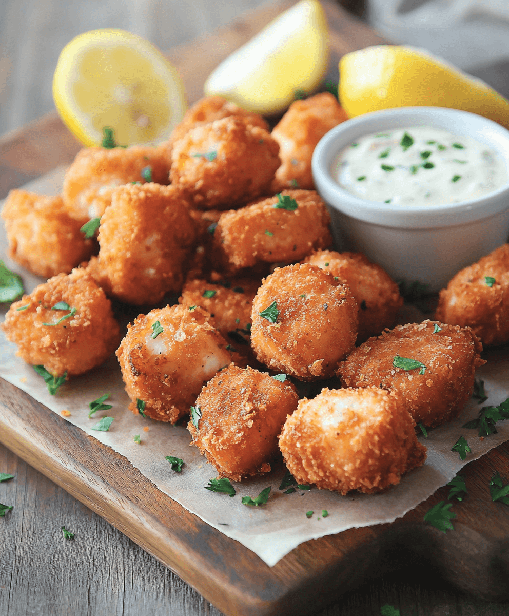 Fried Salmon Bites with mayonnaise