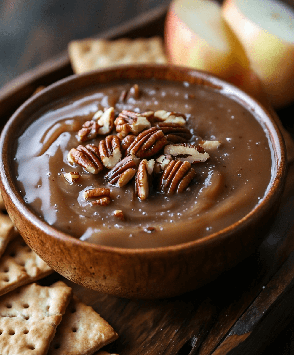 bowl of rich and creamy pecan pie dip