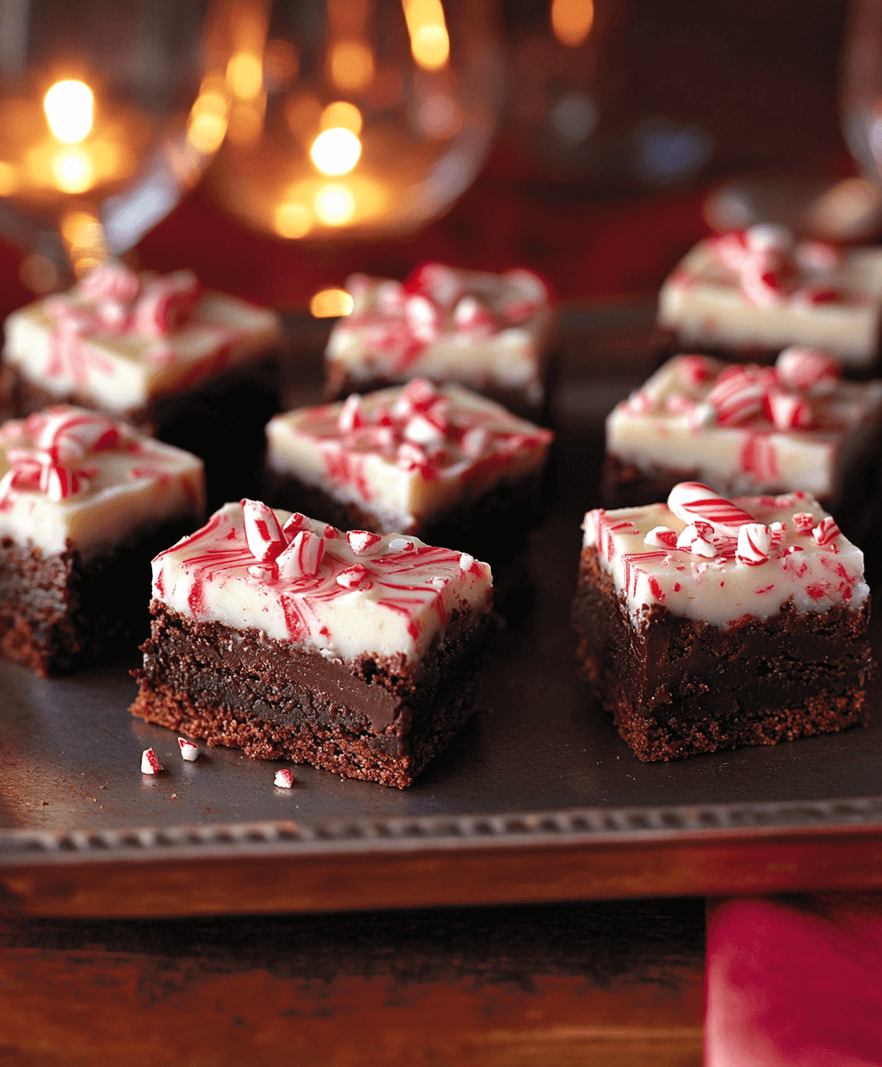 Peppermint Bark Brownies with candy cane