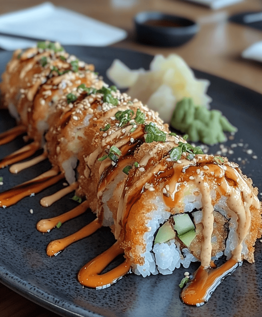 crispy tempura chicken wrapped with sushi rice