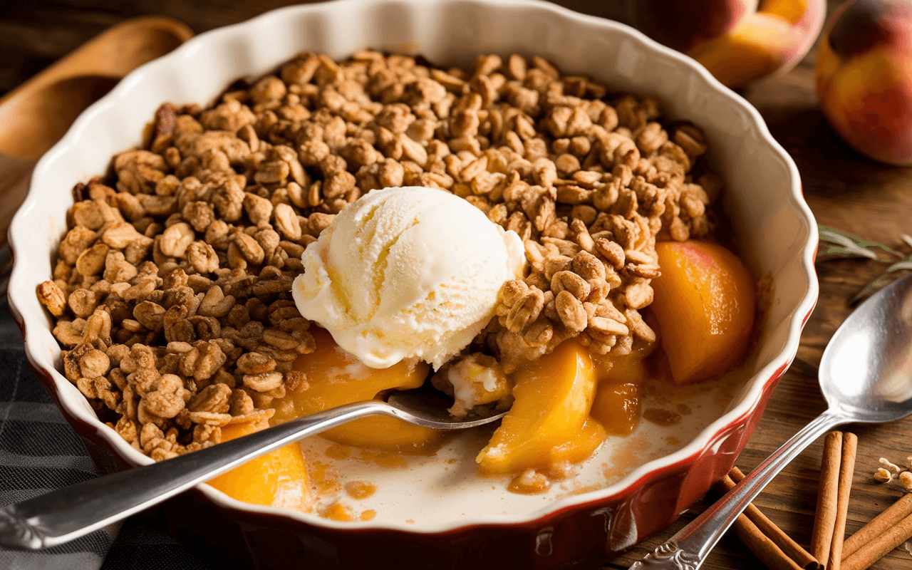 Peach Crumble with oats