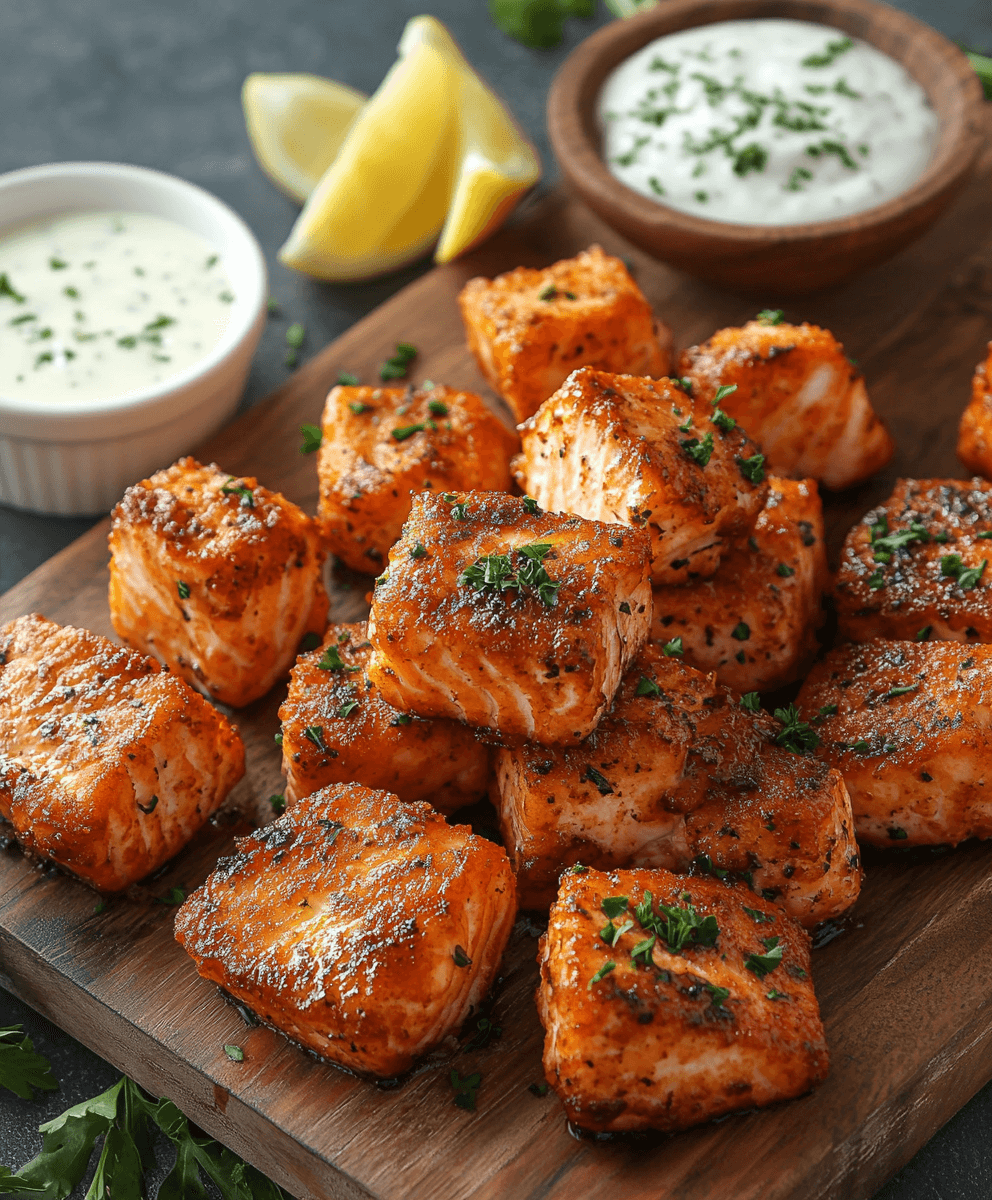 Fried Salmon Bites with mayonnaise