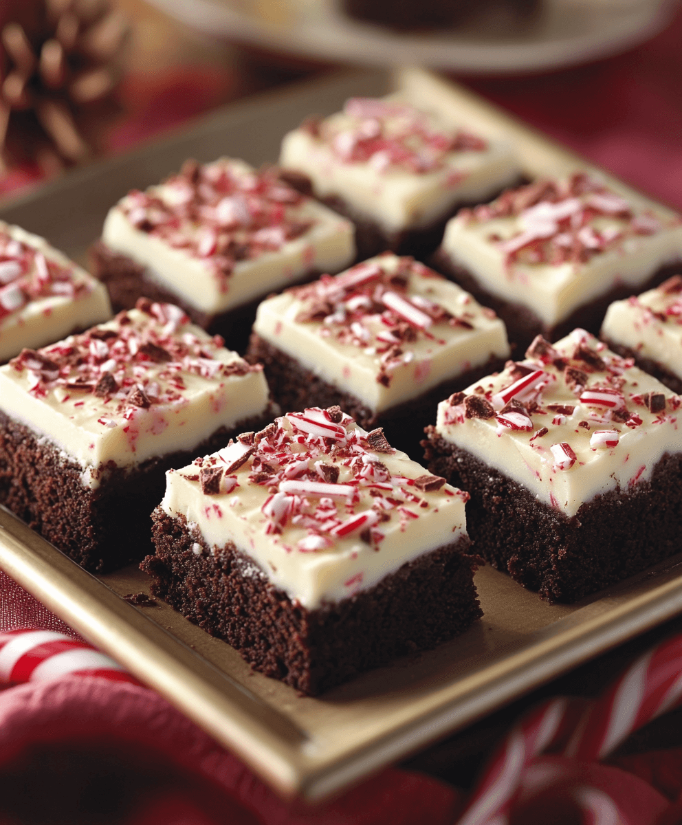 Peppermint Bark Brownies with candy cane