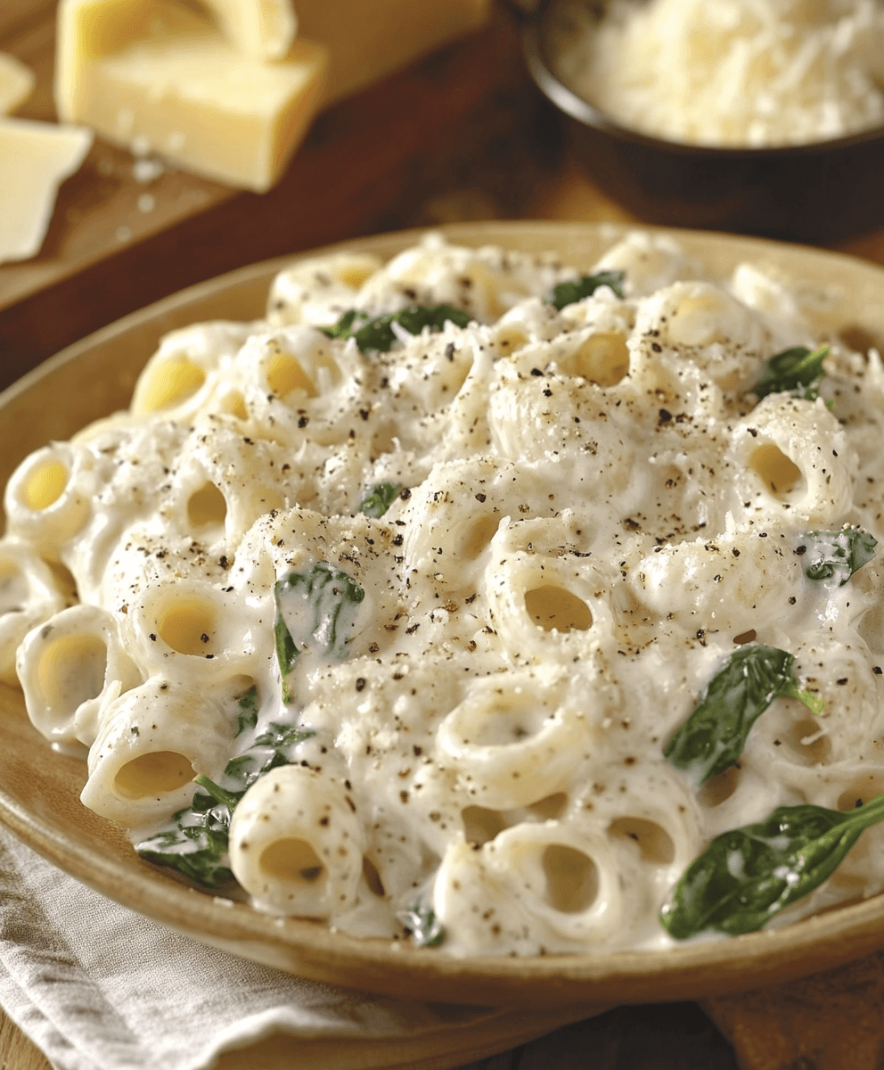 Lumache Alfredo with Spinach