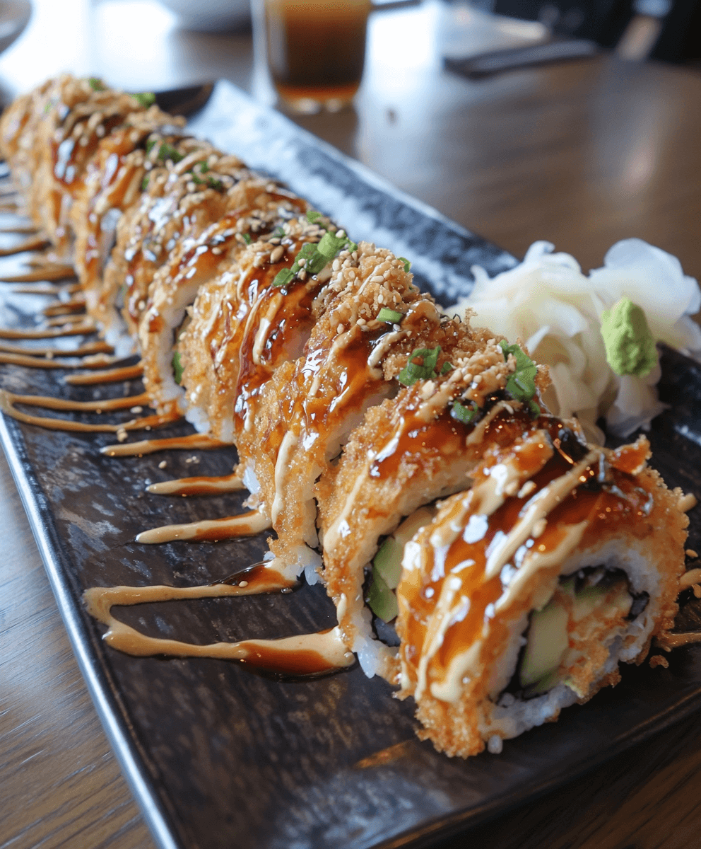 crispy tempura chicken wrapped with sushi rice