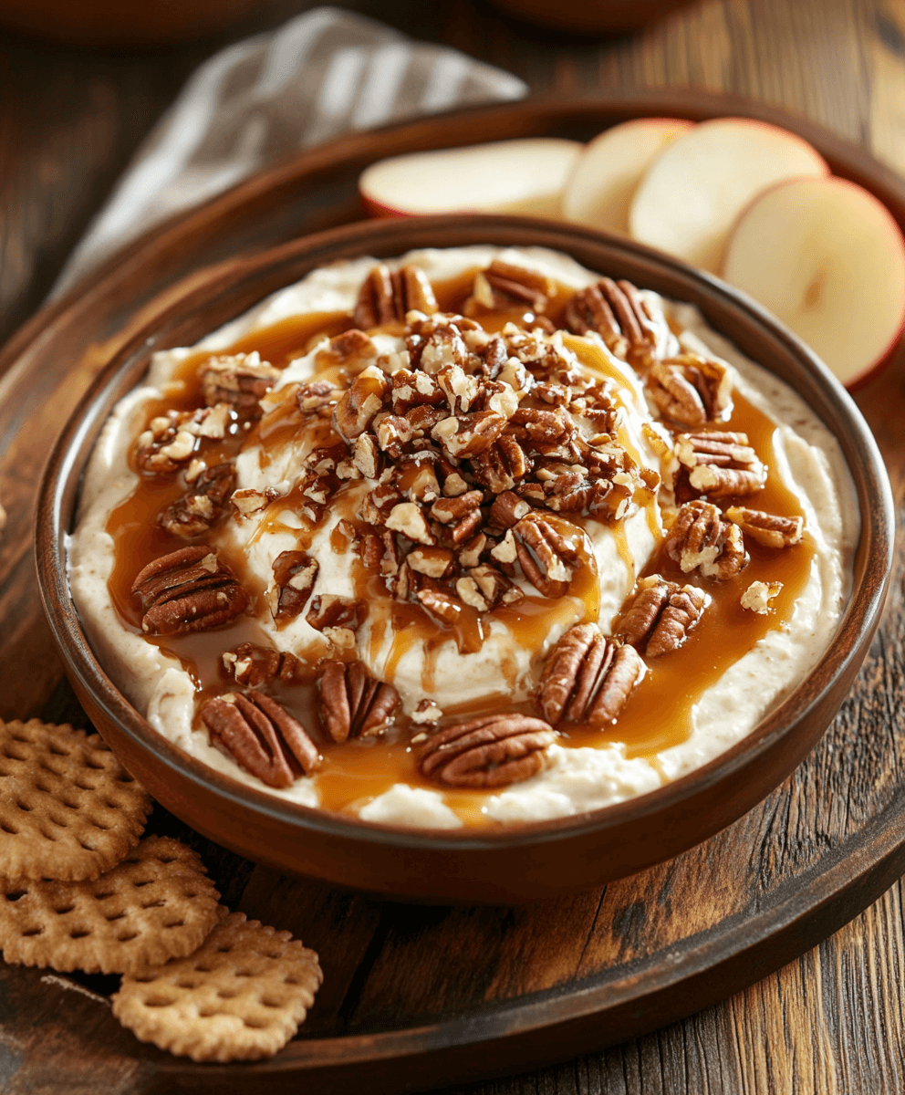 bowl of creamy pecan pie dip