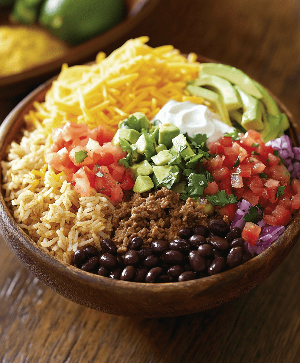 Taco Bowl with vegetables and avocado