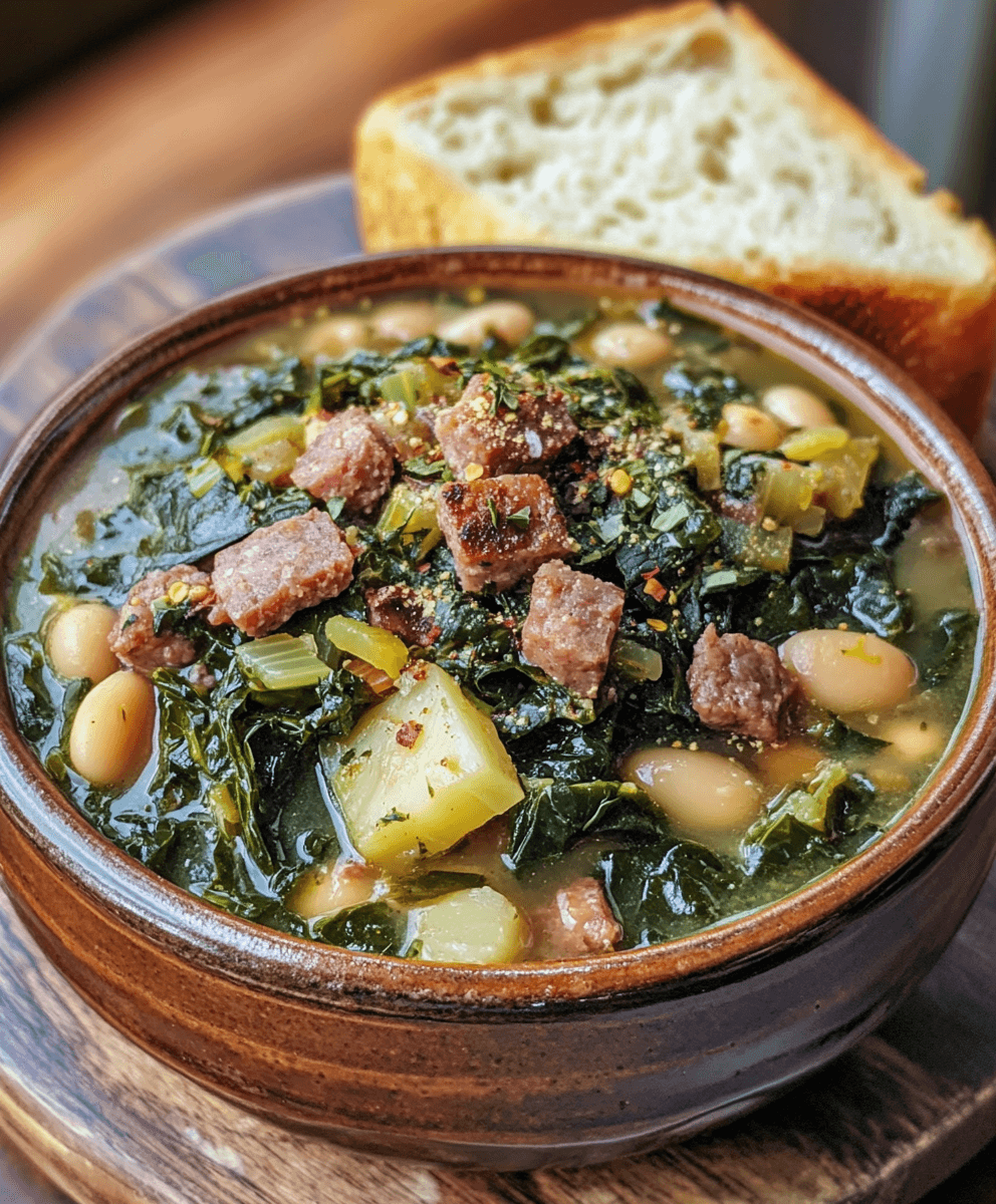 bowl of swamp soup with bread