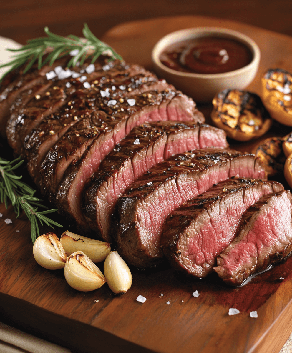 beef chuck eye steak sliced with garlic